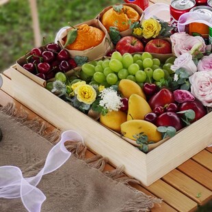 logo定制网红水果礼盒空盒子超大号高档鲜花全透亚克力礼物实木盒