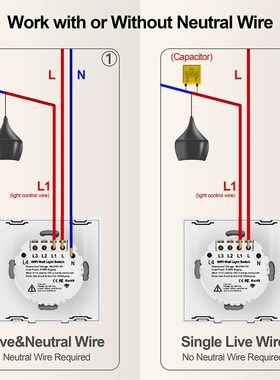 Alexa Smart Switch No Neutral 433mhz EU/UK/US/Brazil Standar