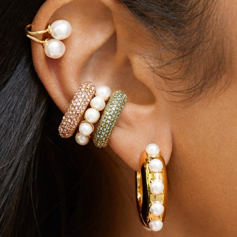 速发metal retro pearl earrings women fashion sweet creative