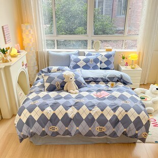 卡通100纯棉四件套南通市儿童全棉床单笠被套学生宿舍三件套