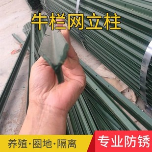 新品 牛栏网立柱铁丝网防锈刺丝立柱圈地牛马O羊养殖围栏柱护栏实