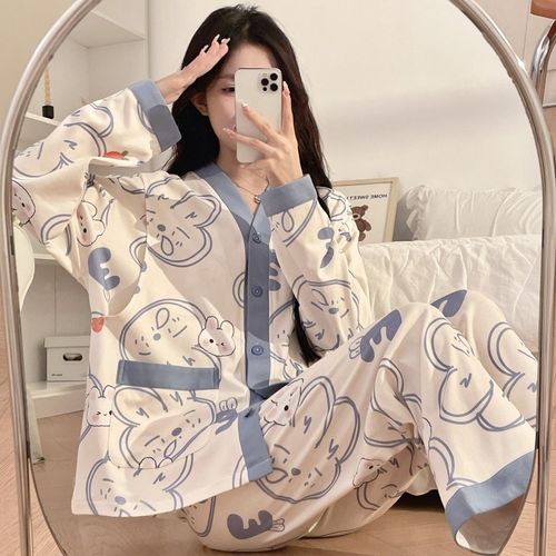 夏季薄款产后月子服孕妇哺乳睡衣女春秋透气吸汗产妇喂奶大码套装