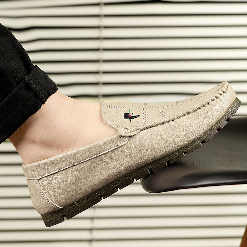 豆豆鞋男2023春季新款牛筋底休闲皮鞋软皮软底男鞋透气懒人驾车鞋,流行男鞋,乐福鞋（豆豆鞋）,淘宝优惠券,粉丝福利购,淘宝优惠卷