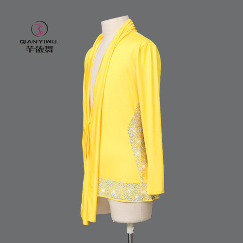 2023男士拉丁舞服装演出服成人比赛少儿童舞蹈长袖镶钻新款订制