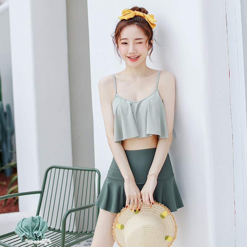 泳衣女夏2023新款可爱日系女孩游泳衣分体式小胸少女学生遮肚显瘦