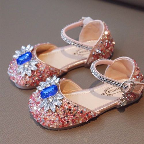 儿童女宝夏天公主鞋女童水钻演出水晶凉鞋夏季新款配X礼服闪亮软