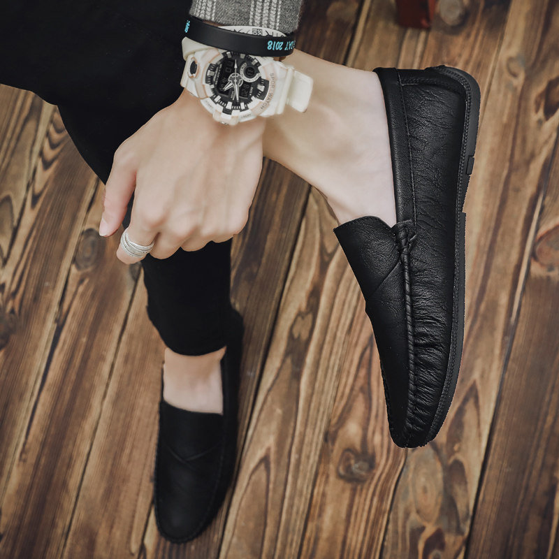 男士休闲皮鞋男英伦百搭懒人一脚蹬春季男鞋2024年新款开车豆豆鞋,流行男鞋,乐福鞋（豆豆鞋）,淘宝优惠券,粉丝福利购,淘宝优惠卷