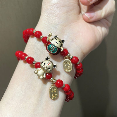 厂家2022 New Lucky Tiger Head Bracelets For Women GVirls Red