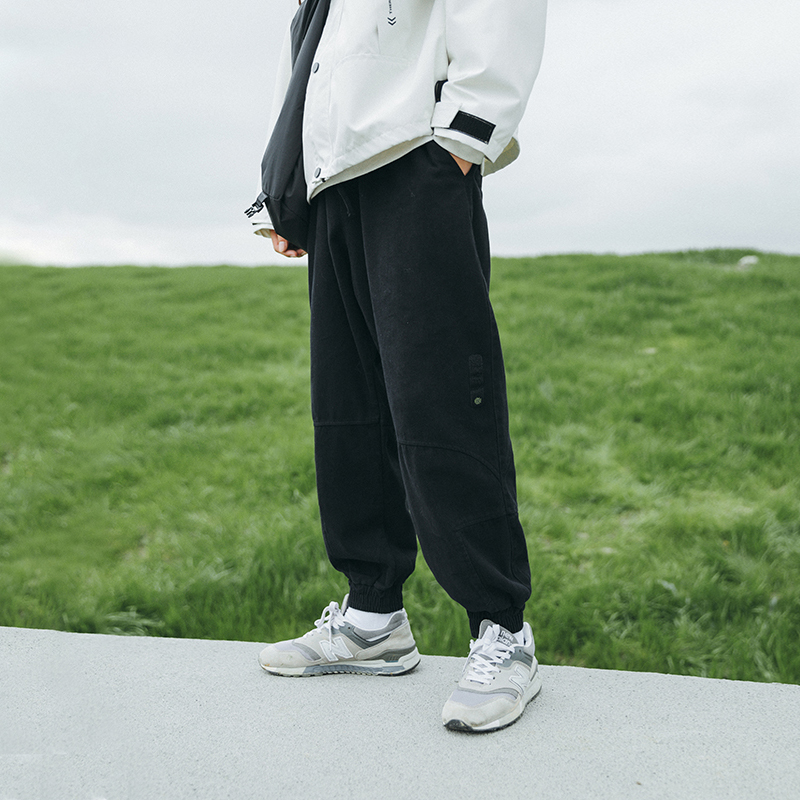 新款日系复古工装长裤男简约x纯色潮流立体百搭裤子学生宽松束脚