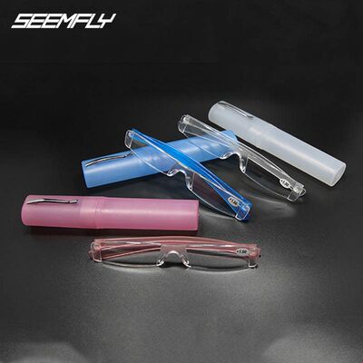 新品Seemfly Comfy Rimless Reading Glasses Men Women Pen Tube