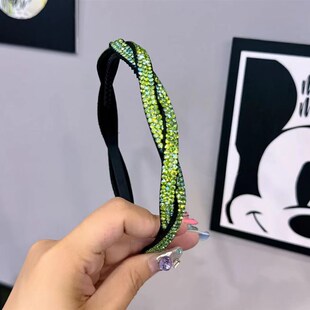 韩版新款麻花发窟镶钻头箍高级气质水钻发卡饰品发饰头饰