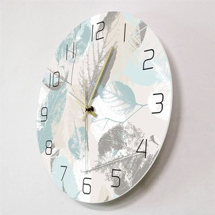 Leaves Non Plant Clock Silent Pattern Modern 新品 Wall Fresh