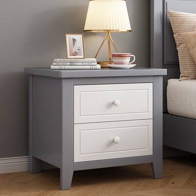 床头柜简约现代实木收纳柜小型儿童家用卧室储物柜整装白色床边柜