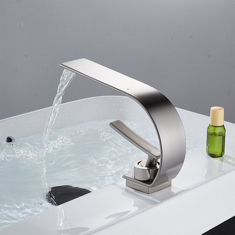 瀑布黑色冷热水龙头洗脸盆创意浴室卫生间洗手台下盆家用面盆龙头