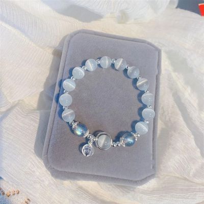 Moonstone Crystal Bead Moon Pendant Bracelet Jewelry Gifts
