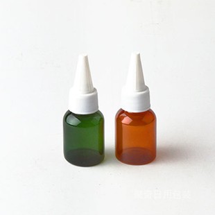 电发水盖尖头盖塑料小瓶棕绿色颜料瓶 极速25ml毫升尖嘴盖瓶矮胖款