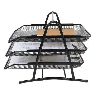 3 Tier Metal Mesh Document Rack FEile Holder Letter Tray for