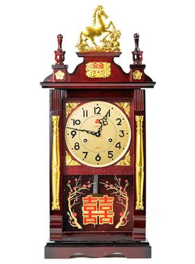 机械座钟老式上弦链发条纯铜机芯台钟实木报时客厅中式机械挂钟表