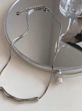 金属不规则褶皱项链女气质简约百搭小众G设计锁骨链ins冷淡风配饰