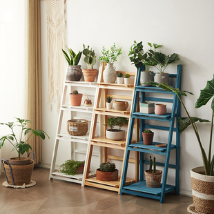 多层花盆架实木落地绿植花卉架子室内阳台客厅置物架梯形花架子