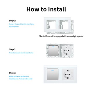 153型欧标翘板开关插座圆盒安装钢化玻G璃二路开关面板暗装16A插