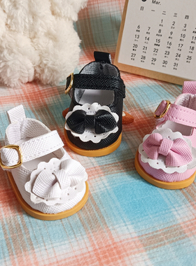 娃鞋20ccm厘米棉花娃娃鞋子黑色粉色白色公主鞋可爱小皮鞋娃用配