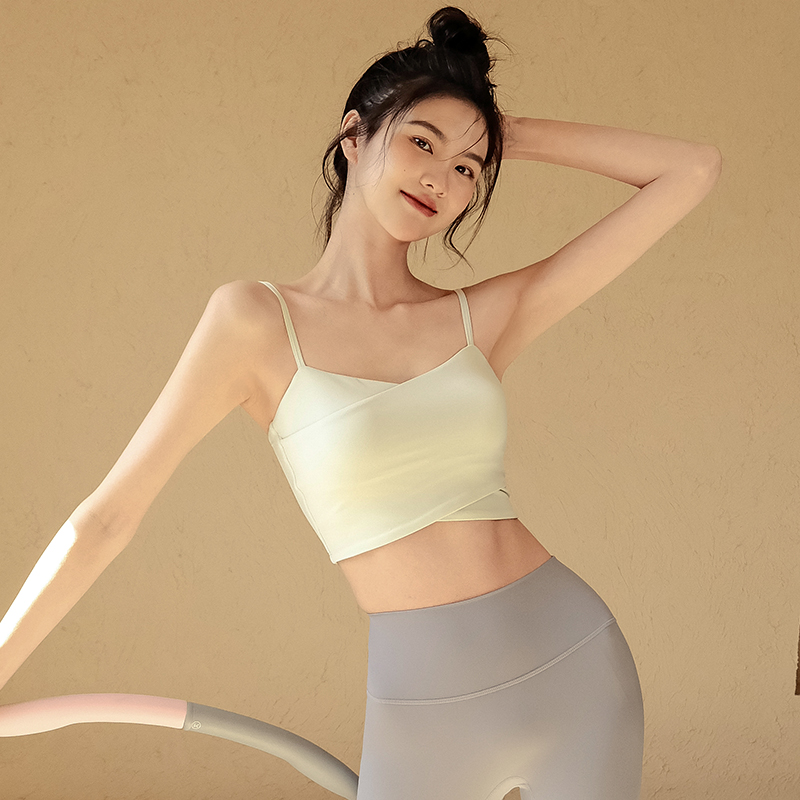 运动内衣b女夏季薄款跑步背心防震聚拢美背健身吊带上衣瑜伽服文