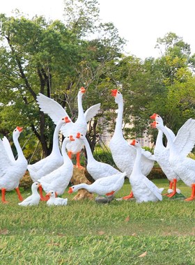 仿真大白鹅玻璃钢动物雕塑天鹅庭院户外花园林景观水池造景大摆件