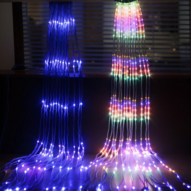 户外防水流水灯网红瀑布灯lexd跑马灯串彩灯布置窗帘灯浪漫装饰灯