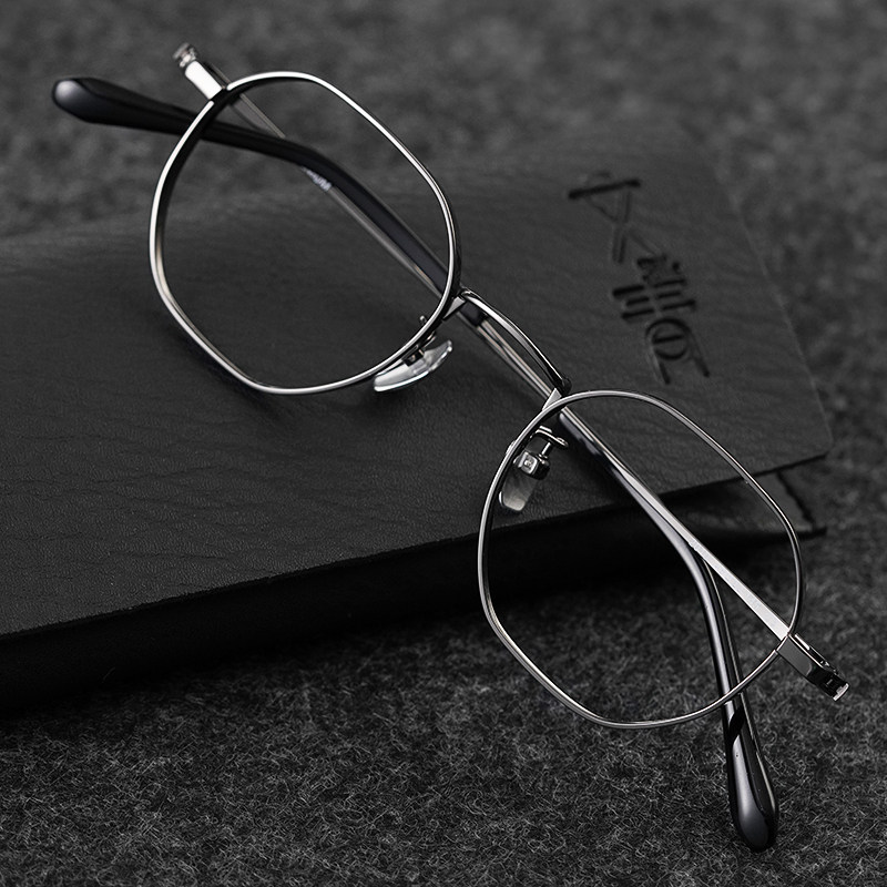 文青 宽边眼镜架男眼镜女可配防蓝d光复古超轻纯钛高度近视眼镜框