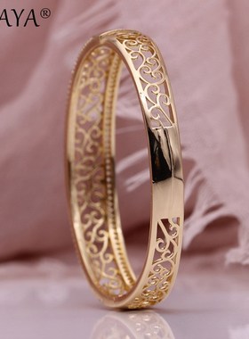 PATAYA New Hollow Bangles 585 Rose Gold Natural Zircon Wo Ba