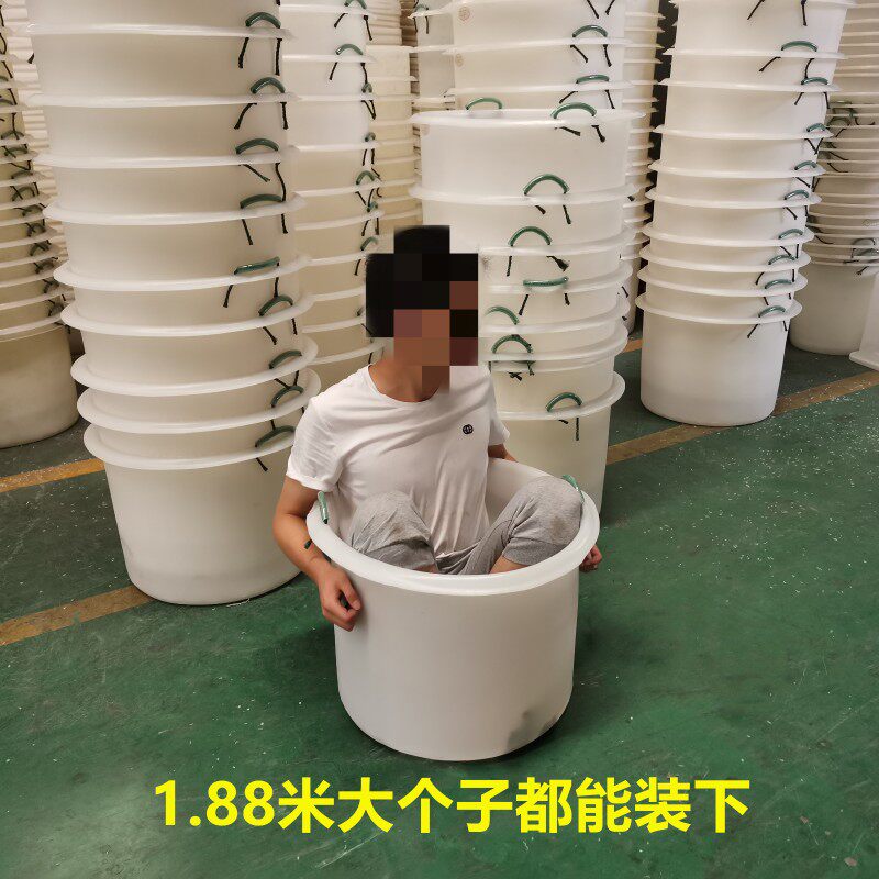 塑料矮水桶带把手牛筋圆桶100升装鱼虾水产桶食品桶收纳桶种树桶