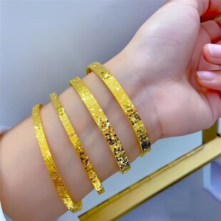 碎冰冰金包银古法手镯女金包银爆闪碎金子手环首饰饰品