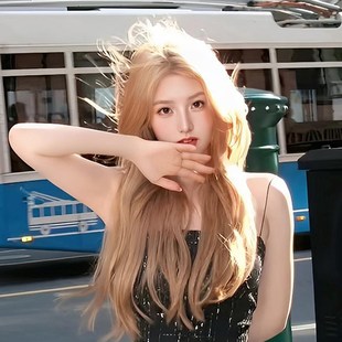 假发女长发rose同款 白金色大波浪长卷发仿真发全真人发中分全头套