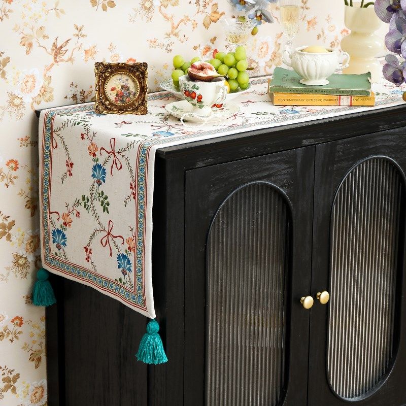 美式桌旗亚麻防水田园氛围感餐桌台布茶几桌布茶旗边柜梳妆台盖布