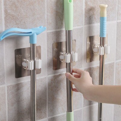 Hanger Mop-Hook-Racks Broom-Holder Adhesive Wall-Mounted Sto