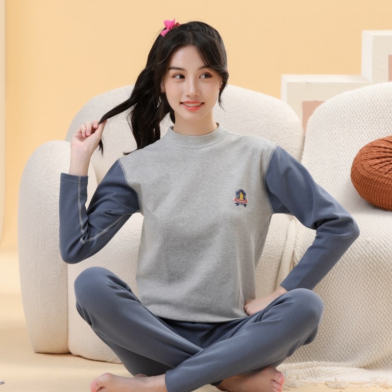 少女舒绒保暖内衣加厚磨绒学生内衣秋衣秋裤可爱条纹保暖加厚套装