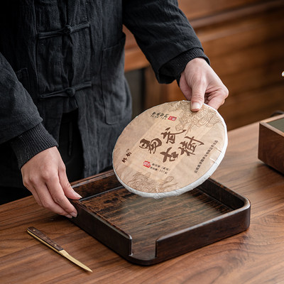 加厚黑檀木实木分茶盒普洱茶饼盒撬茶盒开茶托盘茶叶评审赏茶盘