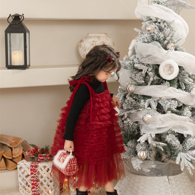 女童网纱仙气蓬蓬裙蛋糕裙公主风罩衫吊带氛围感圣诞生日红色裙子,童装/婴儿装/亲子装,连衣裙,淘宝优惠券,粉丝福利购,淘宝优惠卷