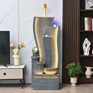 饰家居玄关循环加湿器 风水球喷泉落地摆件玻璃鱼缸流水装 欧式 风格