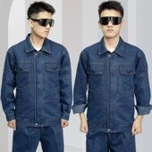 牛仔工作服套装 男工厂车间工人工装 厂服工地干活耐磨工程服劳保服