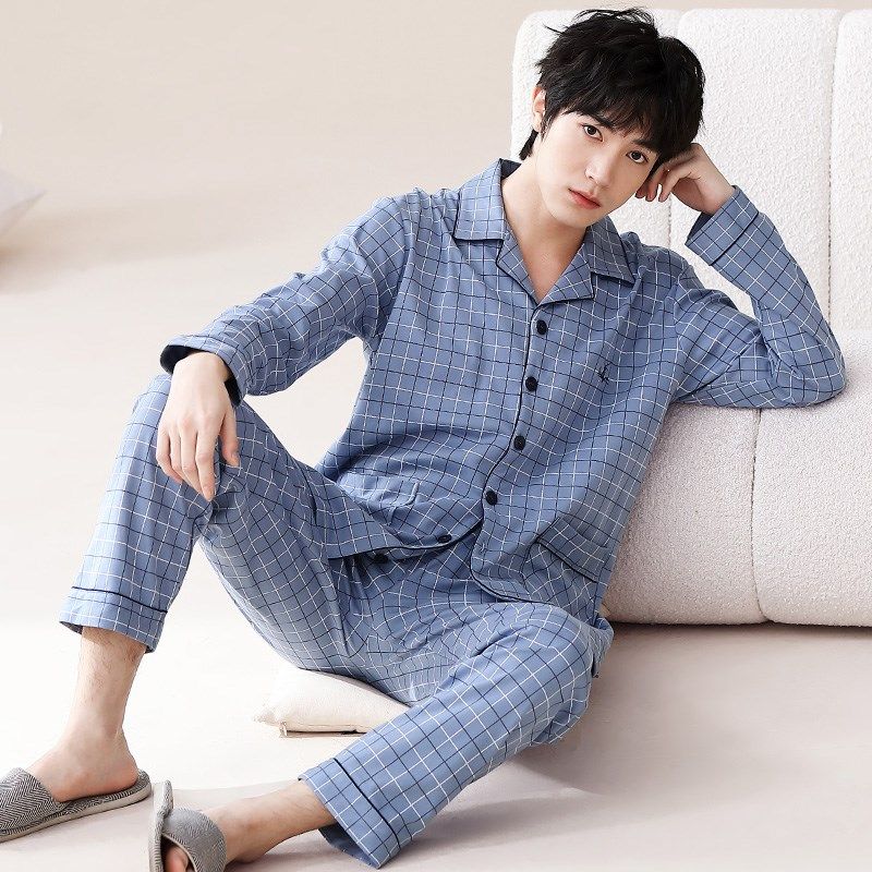 春秋季睡衣男士纯棉长袖长裤中青年男款全棉加大码家居服秋季套装,女士内衣/男士内衣/家居服,睡衣/家居服套装,淘宝优惠券,粉丝福利购,淘宝优惠卷
