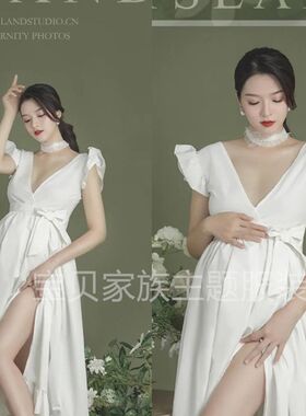 高档影楼孕姿摄影写真艺术服饰可爱小清新服装皮草孕妇拍照孕照服