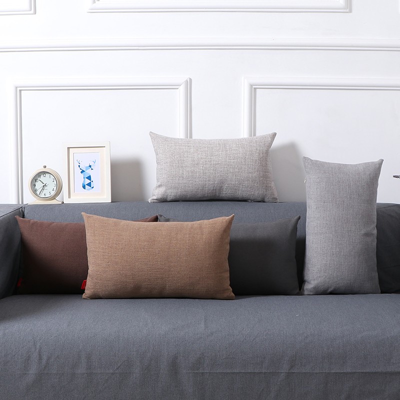 速发Plain cotton linen pillow case sofa cushion for leaning