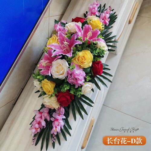 塑料仿真会议花 k假花演讲台花 酒店餐厅长圆桌花 商务用花 转盘