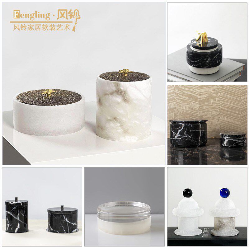 样板间软装大理石罐子器皿烛台托盘几何香薰客厅置物架摆设