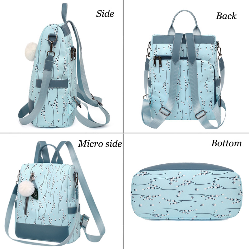 速发Flower Print Ladies School Backpack Casual Women Travel