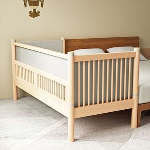 无甲醛榉木实木儿童加宽拼接床高K护栏婴儿床拼接大床宝 直销新品