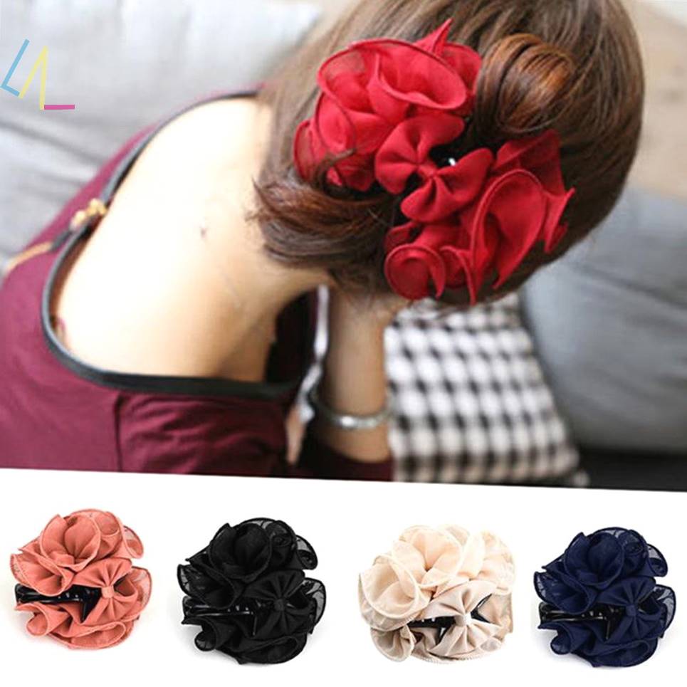 速发Women Rose Flower Hair Clip Barrette Solid Claw Accessor