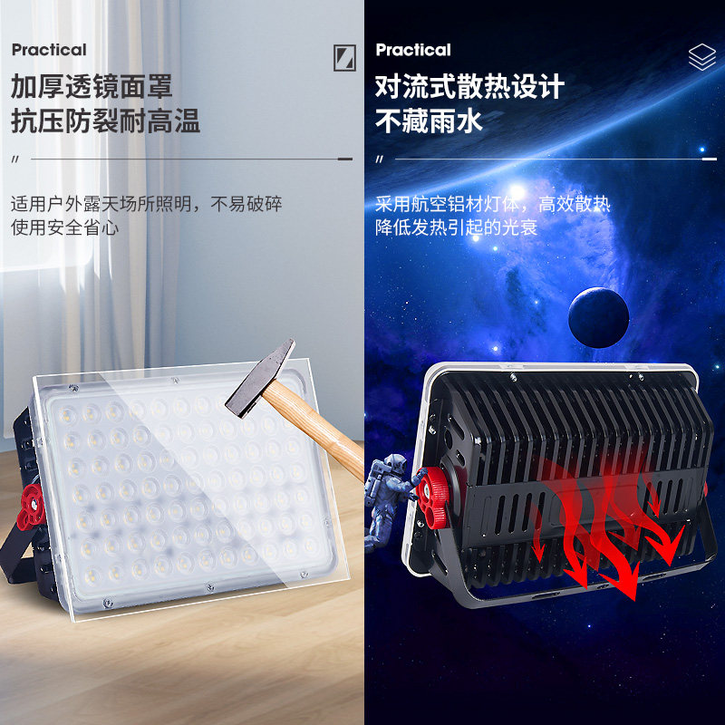 现货led投光灯户外射灯防水探照灯工地广告照明超亮X强光庭院室外